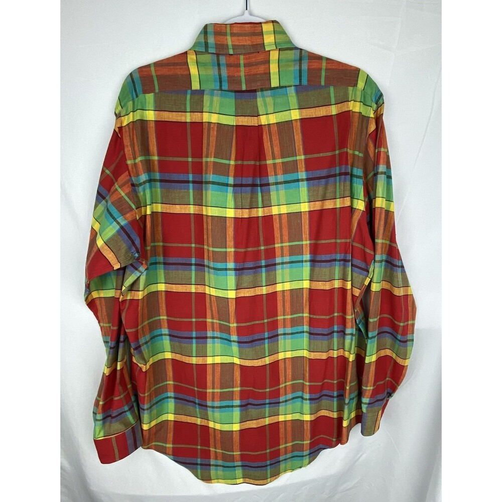 VTG Ralph Lauren Indian Madras Shirt Mens L Hand‎ Woven Plaid Button Down Preppy - Picture 7 of 13